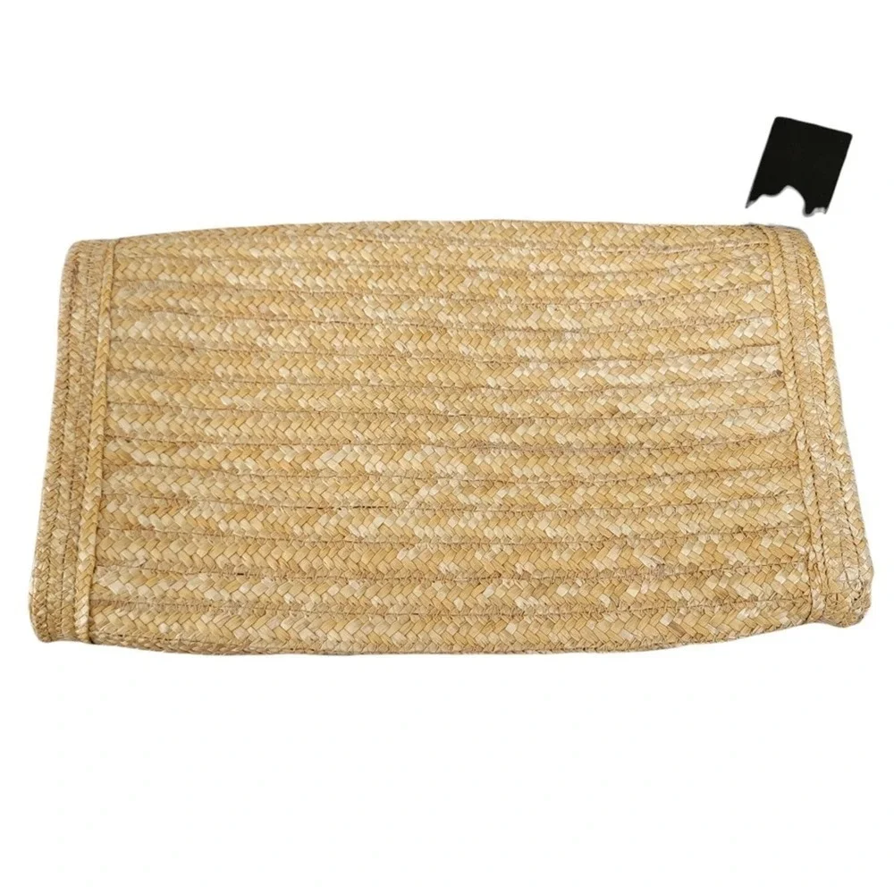 🛑 2 / $40 Sale! ANN Taylor Wicker & Black Pom Large Clutch. NWT